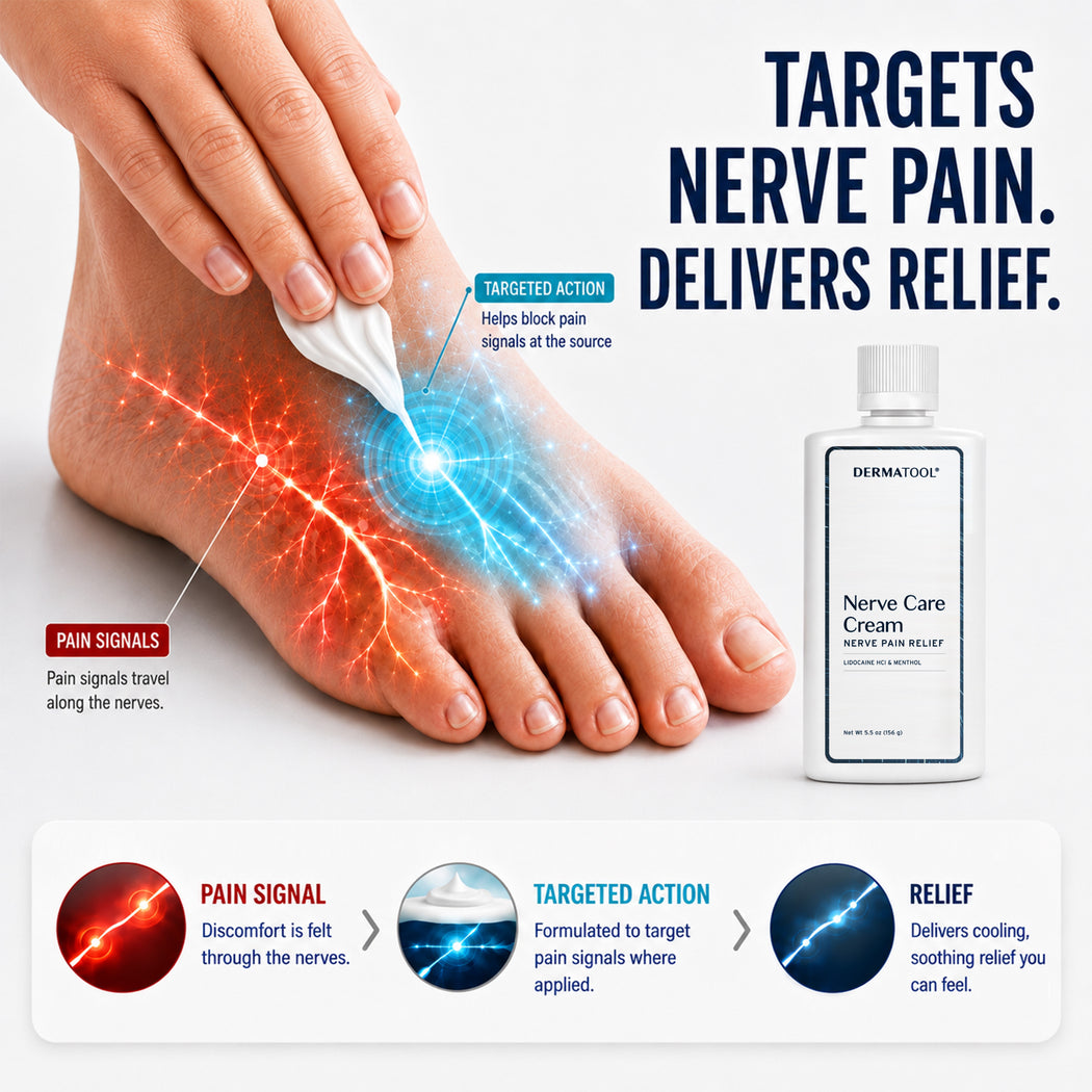 Nerve Pain Relief Neuropathy Cream with Lidocaine and Menthol for Toes, Feet, Fingers, Hands, Legs & Arms - Nerve Pain Relief Cream - Soothing Relief Formula - Foot Neuropathy Care