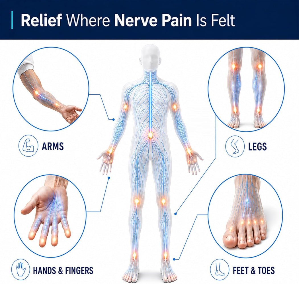 Nerve Pain Relief Neuropathy Cream with Lidocaine and Menthol for Toes, Feet, Fingers, Hands, Legs & Arms - Nerve Pain Relief Cream - Soothing Relief Formula - Foot Neuropathy Care
